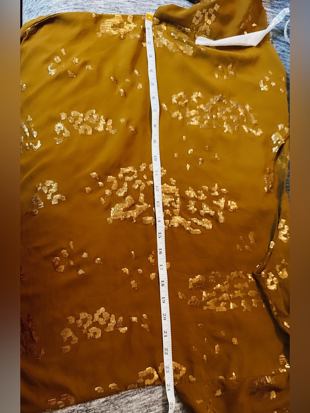 Limelight Brown blouse bottom Set with Subtle Gold sequenced Accents - Picture 5 of 6